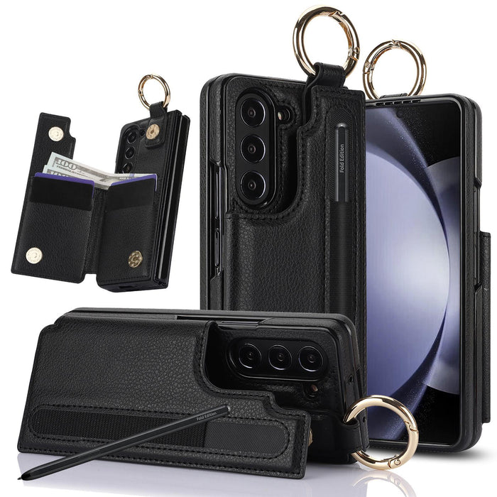 For Samsung Galaxy Z Fold7 5G Litchi Texture Double Buckle Leather Phone Case With Pen Slot