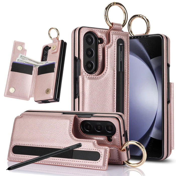 For Samsung Galaxy Z Fold7 5G Litchi Texture Double Buckle Leather Phone Case With Pen Slot