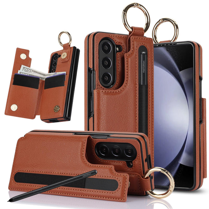 For Samsung Galaxy Z Fold7 5G Litchi Texture Double Buckle Leather Phone Case With Pen Slot