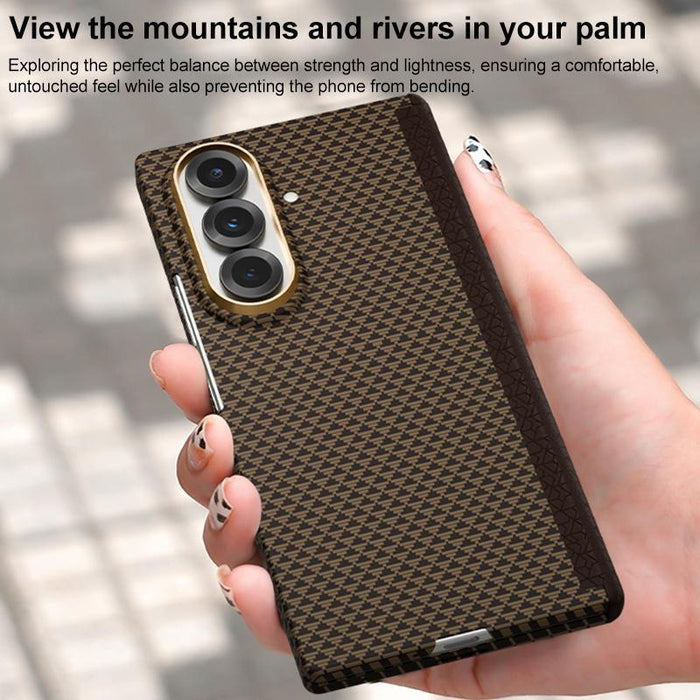 For Samsung Galaxy Z Fold7 5G Metal Frame Nanofiber Magsafe Magnetic Center Phone Case