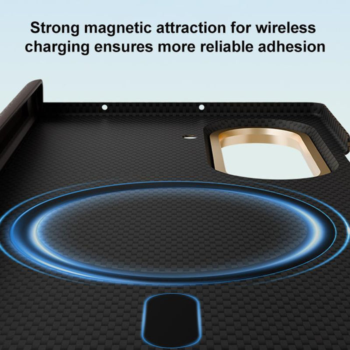 For Samsung Galaxy Z Fold7 5G Metal Frame Nanofiber Magsafe Magnetic Center Phone Case