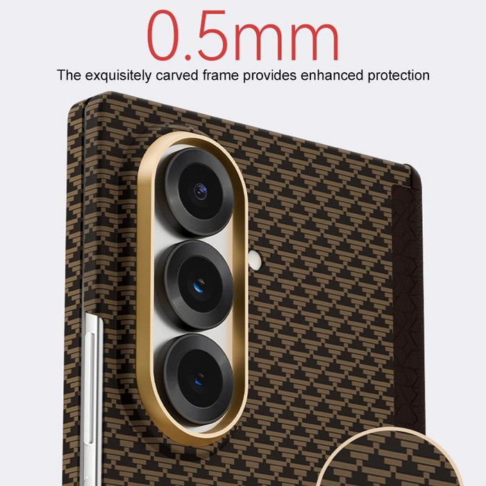 For Samsung Galaxy Z Fold7 5G Metal Frame Nanofiber Magsafe Magnetic Center Phone Case