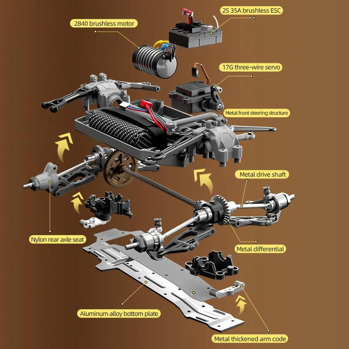 1:18 4Wd Carbon Brush Short Truck Rc Car