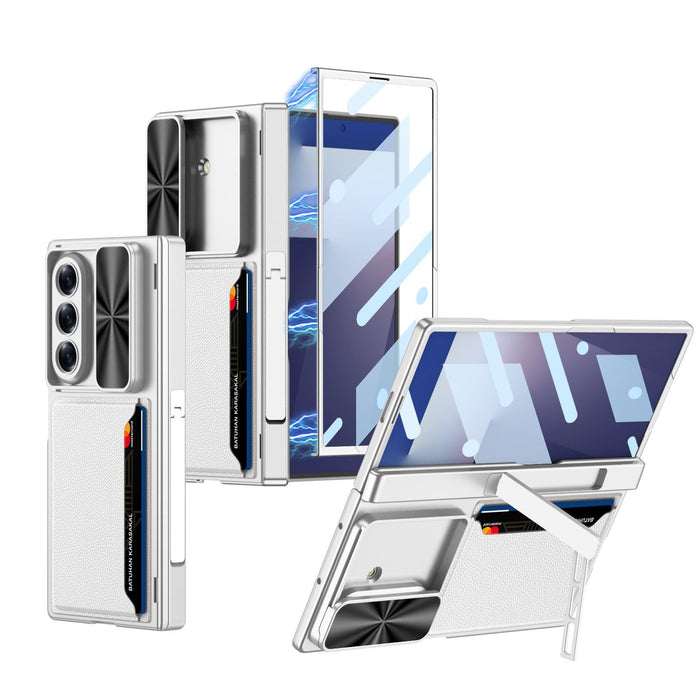 For Samsung Galaxy Z Fold7 5G Integrated Magnetic Folding Hinge Sliding Lens Cover Card Bag Phone Case