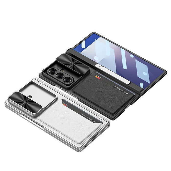 For Samsung Galaxy Z Fold7 5G Integrated Magnetic Folding Hinge Sliding Lens Cover Card Bag Phone Case