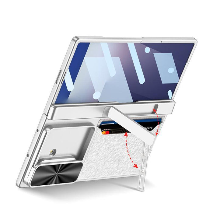 For Samsung Galaxy Z Fold7 5G Integrated Magnetic Folding Hinge Sliding Lens Cover Card Bag Phone Case