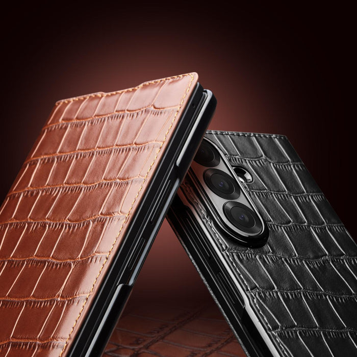 For Samsung Galaxy Z Fold7 5G Qialino Crocodile Texture Leather Case