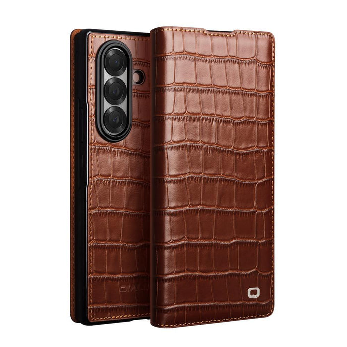 For Samsung Galaxy Z Fold7 5G Qialino Crocodile Texture Leather Case