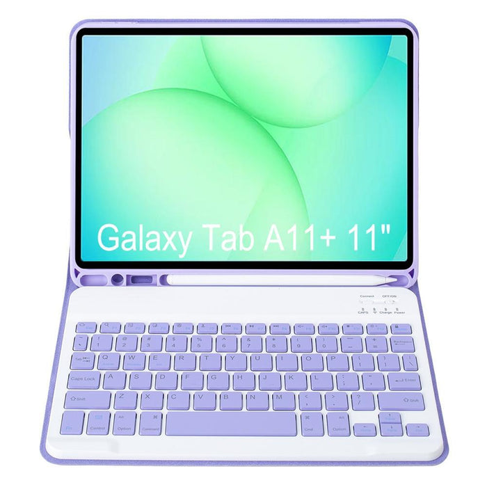 For Samsung Galaxy Tab A11+ Candy Colour Tpu Bluetooth Keyboard Leather Tablet Case With Pen Holder