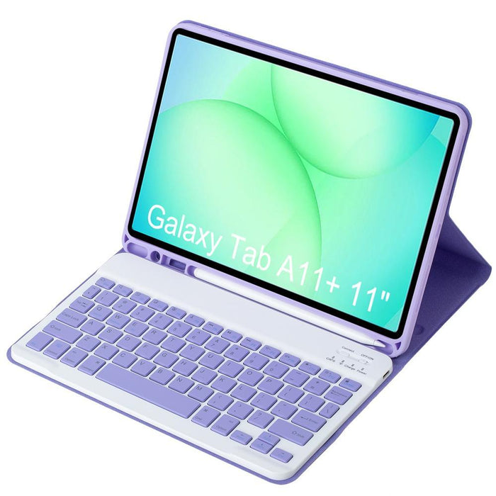 For Samsung Galaxy Tab A11+ Candy Colour Tpu Bluetooth Keyboard Leather Tablet Case With Pen Holder
