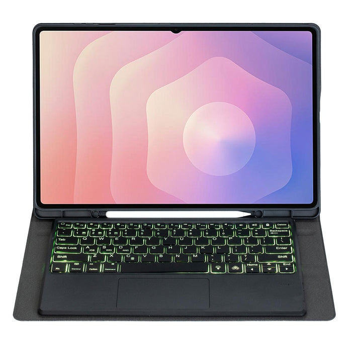 For Samsung Galaxy Tab S11 Ultra Candy Colour Touch Backlight Bluetooth Keyboard Leather Tablet Case With Pen Holder