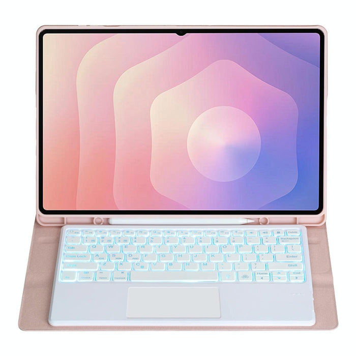 For Samsung Galaxy Tab S11 Ultra Candy Colour Touch Backlight Bluetooth Keyboard Leather Tablet Case With Pen Holder