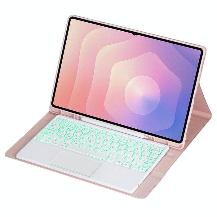 For Samsung Galaxy Tab S11 Ultra Candy Colour Touch Backlight Bluetooth Keyboard Leather Tablet Case With Pen Holder
