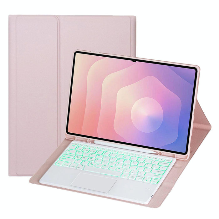 For Samsung Galaxy Tab S11 Ultra Candy Colour Touch Backlight Bluetooth Keyboard Leather Tablet Case With Pen Holder
