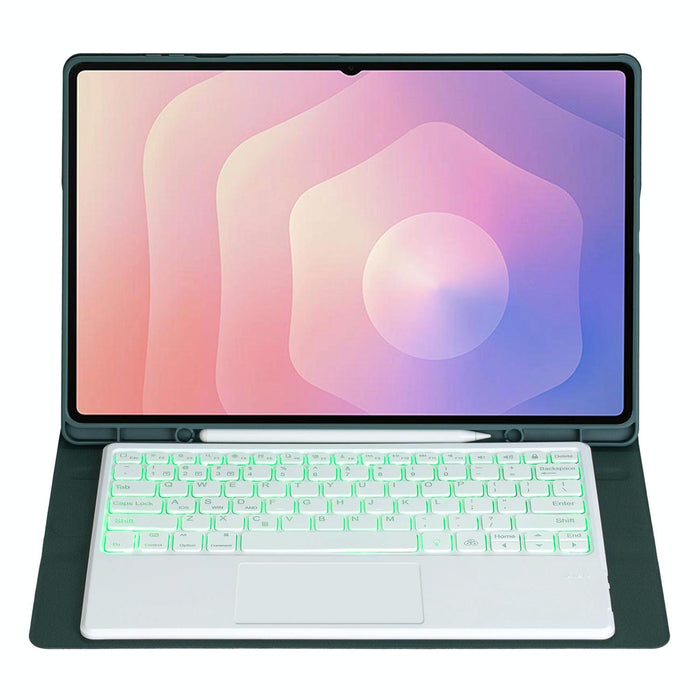For Samsung Galaxy Tab S11 Ultra Candy Colour Touch Backlight Bluetooth Keyboard Leather Tablet Case With Pen Holder