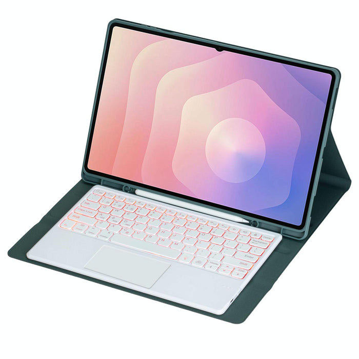 For Samsung Galaxy Tab S11 Ultra Candy Colour Touch Backlight Bluetooth Keyboard Leather Tablet Case With Pen Holder
