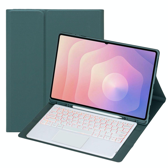 For Samsung Galaxy Tab S11 Ultra Candy Colour Touch Backlight Bluetooth Keyboard Leather Tablet Case With Pen Holder