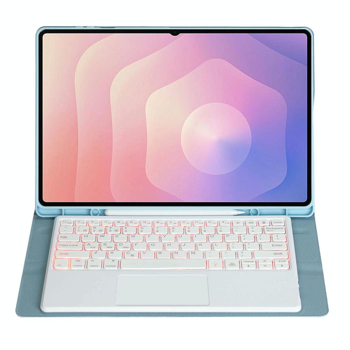 For Samsung Galaxy Tab S11 Ultra Candy Colour Touch Backlight Bluetooth Keyboard Leather Tablet Case With Pen Holder