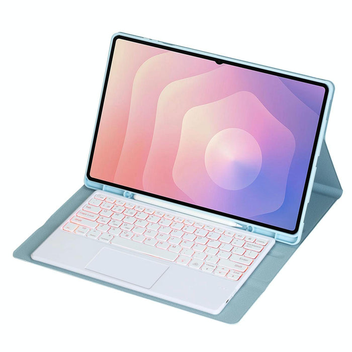 For Samsung Galaxy Tab S11 Ultra Candy Colour Touch Backlight Bluetooth Keyboard Leather Tablet Case With Pen Holder