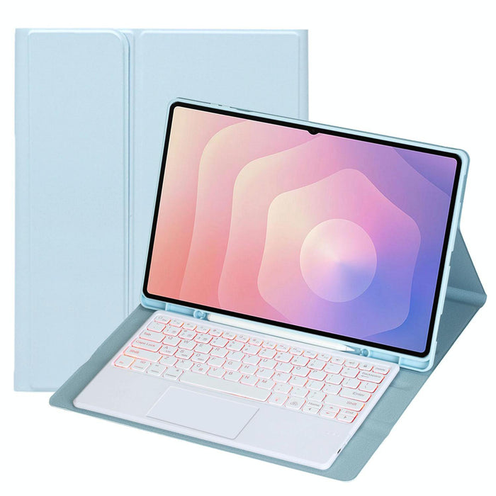 For Samsung Galaxy Tab S11 Ultra Candy Colour Touch Backlight Bluetooth Keyboard Leather Tablet Case With Pen Holder