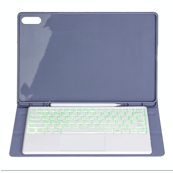 For Samsung Galaxy Tab S11 Ultra Candy Colour Touch Backlight Bluetooth Keyboard Leather Tablet Case With Pen Holder
