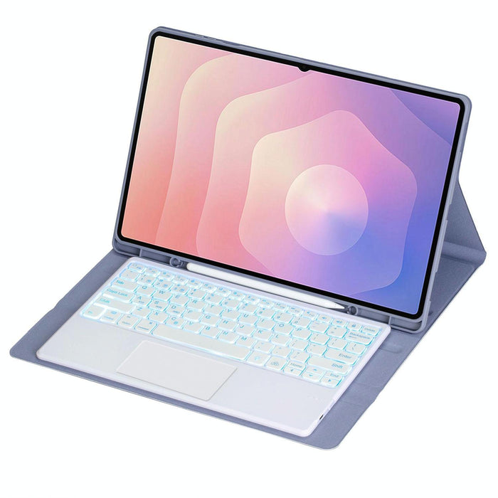 For Samsung Galaxy Tab S11 Ultra Candy Colour Touch Backlight Bluetooth Keyboard Leather Tablet Case With Pen Holder