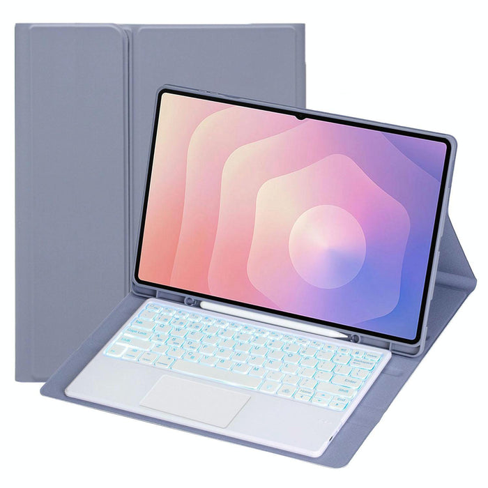 For Samsung Galaxy Tab S11 Ultra Candy Colour Touch Backlight Bluetooth Keyboard Leather Tablet Case With Pen Holder