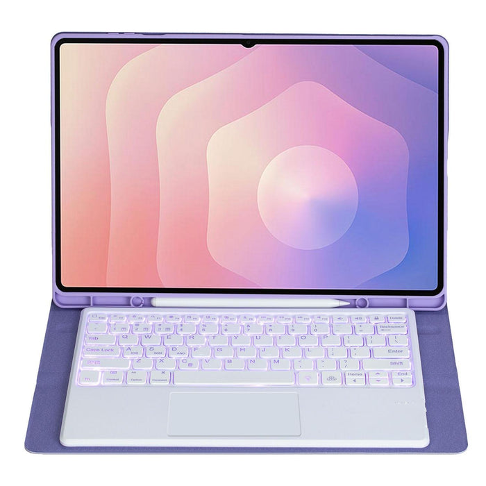 For Samsung Galaxy Tab S11 Ultra Candy Colour Touch Backlight Bluetooth Keyboard Leather Tablet Case With Pen Holder