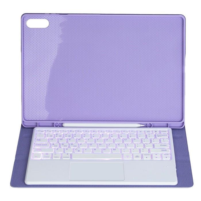 For Samsung Galaxy Tab S11 Ultra Candy Colour Touch Backlight Bluetooth Keyboard Leather Tablet Case With Pen Holder