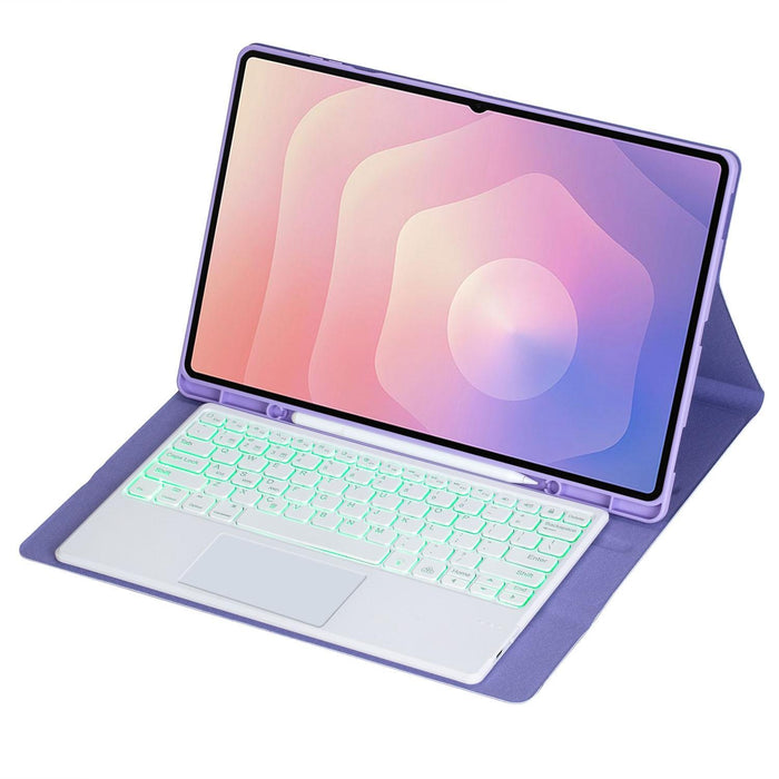 For Samsung Galaxy Tab S11 Ultra Candy Colour Touch Backlight Bluetooth Keyboard Leather Tablet Case With Pen Holder