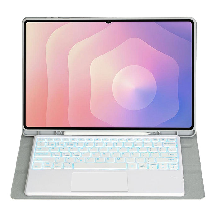 For Samsung Galaxy Tab S11 Ultra Candy Colour Touch Backlight Bluetooth Keyboard Leather Tablet Case With Pen Holder