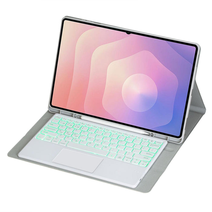 For Samsung Galaxy Tab S11 Ultra Candy Colour Touch Backlight Bluetooth Keyboard Leather Tablet Case With Pen Holder