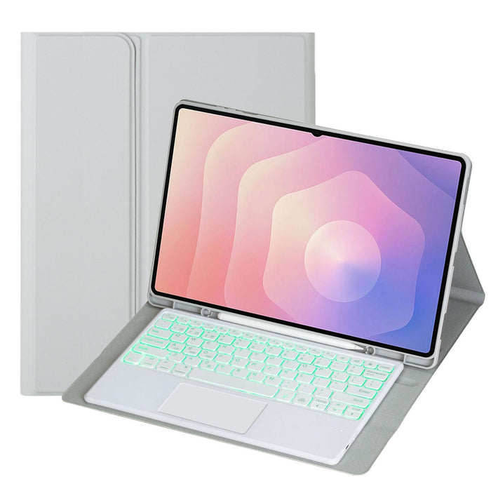 For Samsung Galaxy Tab S11 Ultra Candy Colour Touch Backlight Bluetooth Keyboard Leather Tablet Case With Pen Holder