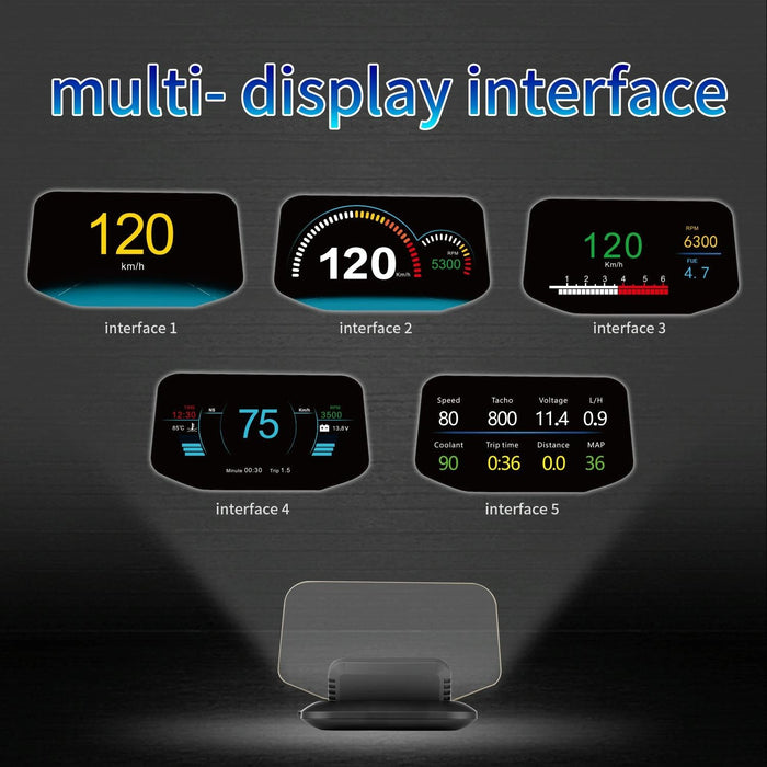 Car Hud Display Compass Speed Temp Voltage Alarm