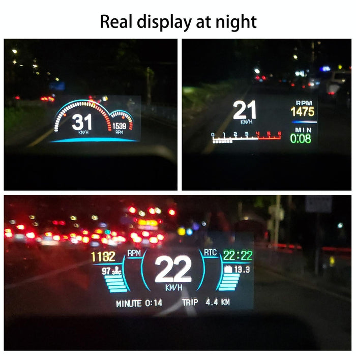 Car Hud Display Compass Speed Temp Voltage Alarm