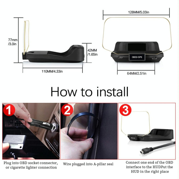 Gps Car Hud Display Water Temp Voltage Speed