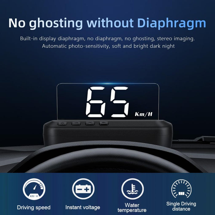 Car Hud Head Up Display Obd2 Eliminates Fault Codes & Alerts For Overspeed