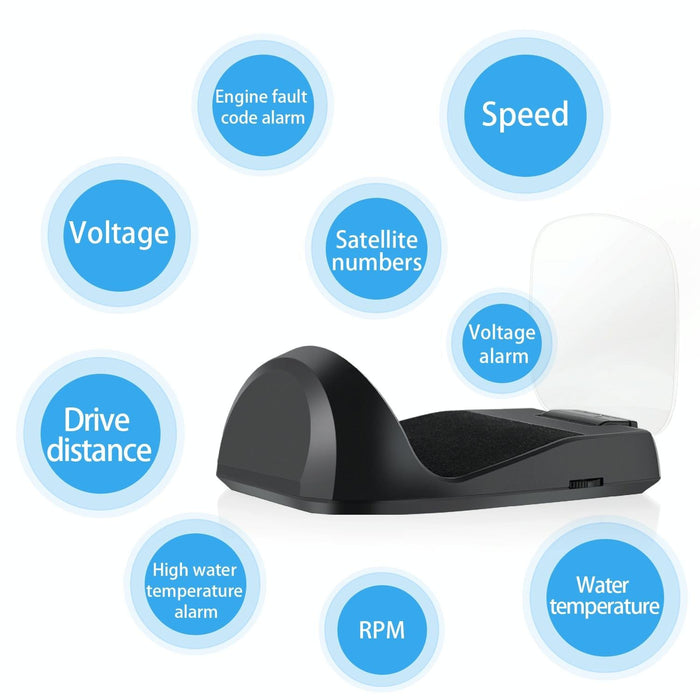 Car Hud Head Up Display With Obd2 & Gps Modes Fault Alarm