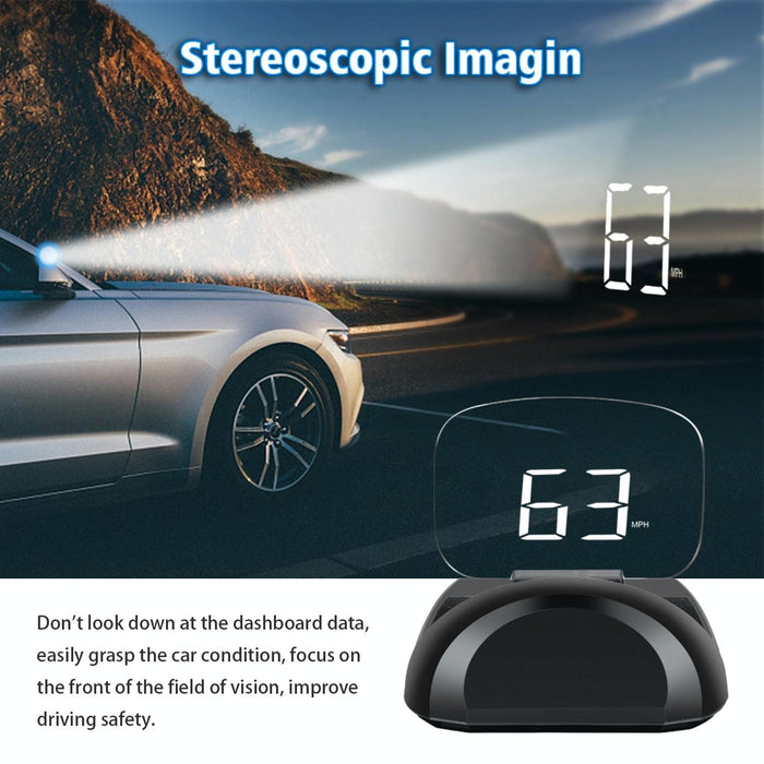 Car Hud Head Up Display With Obd2 & Gps Modes Fault Alarm