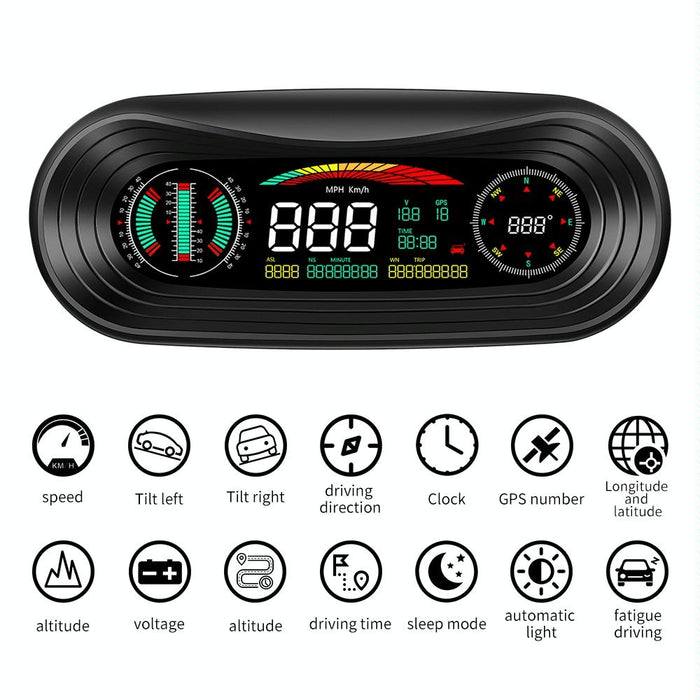 Universal Car Hud Display Speed Voltage Mileage