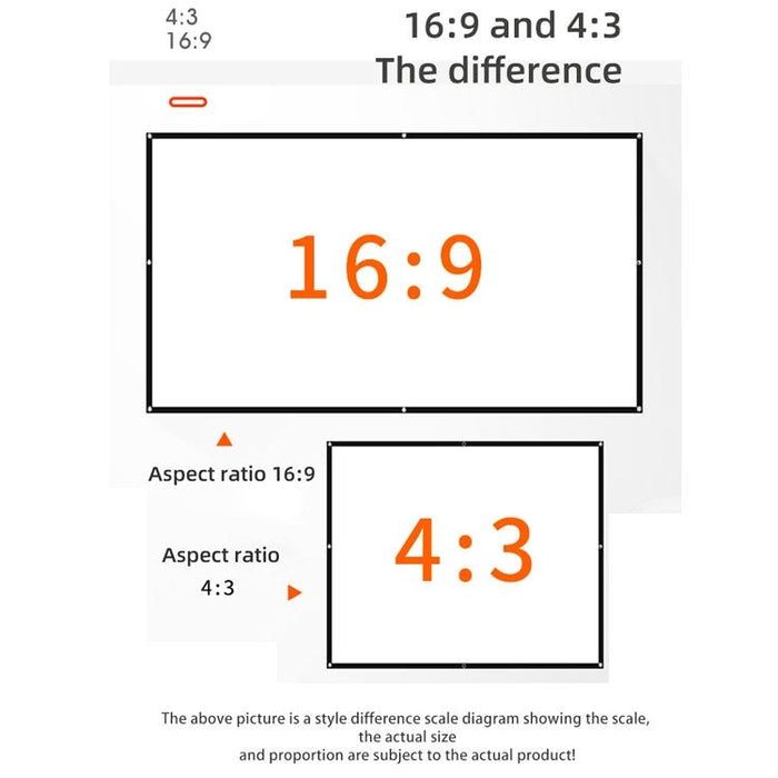 Simple Folding High Density Polyester Projector Film Curtain - Size 60 Inch 4:3 Projection Area 120X90Cm