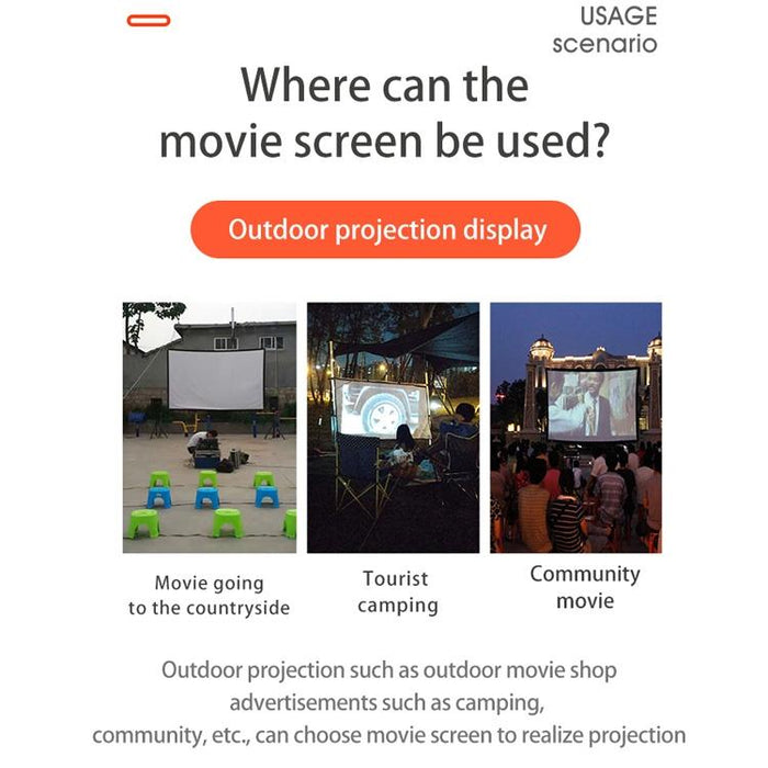 Simple Folding High Density Polyester Projector Film Curtain - Size 100 Inch 16:9 Projection Area 221X125Cm