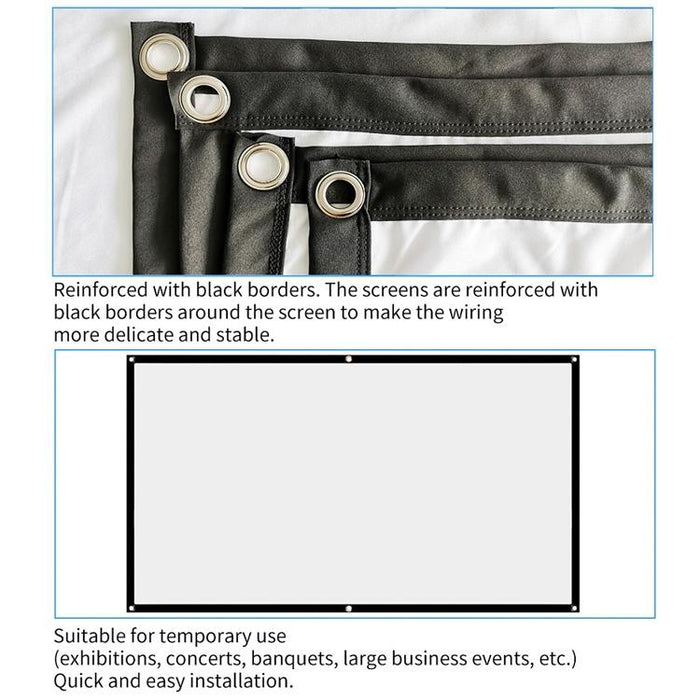 Simple Folding Thin Polyester Projector Film Curtain - Size 72 Inch 4:3 Projection Area 146X110Cm