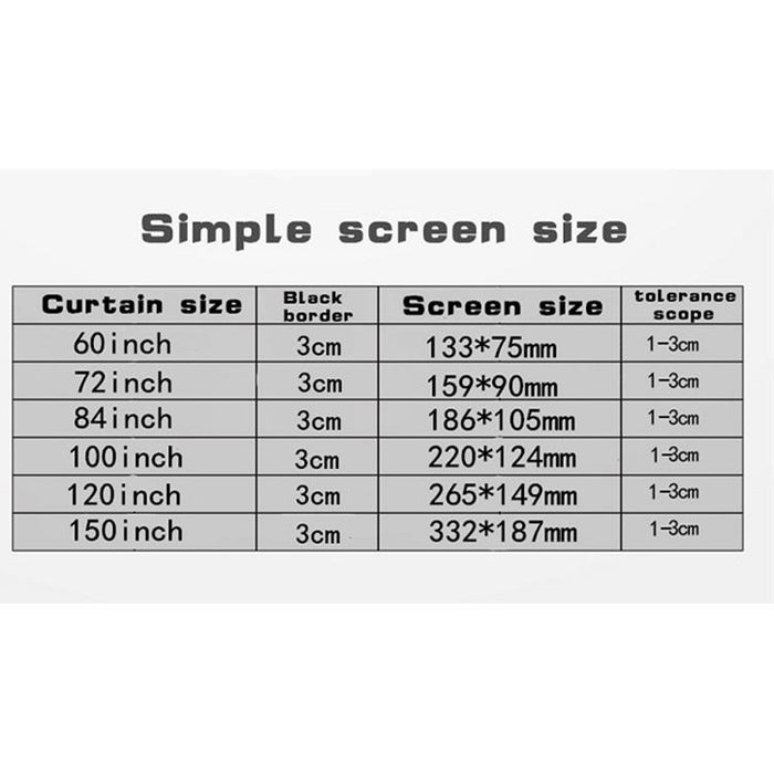 Simple Folding Thin Polyester Projector Film Curtain - Size 72 Inch 4:3 Projection Area 146X110Cm