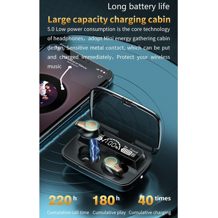 M18 Led Display Screen Waterproof Wireless Bluetooth 5.0 Earphone With Charging Box