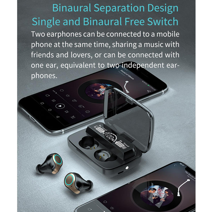 M18 Led Display Screen Waterproof Wireless Bluetooth 5.0 Earphone With Charging Box