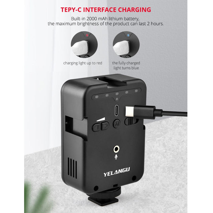 Led02 Live Broadcast Micro Film Reporter Interview Recording Microphone Light