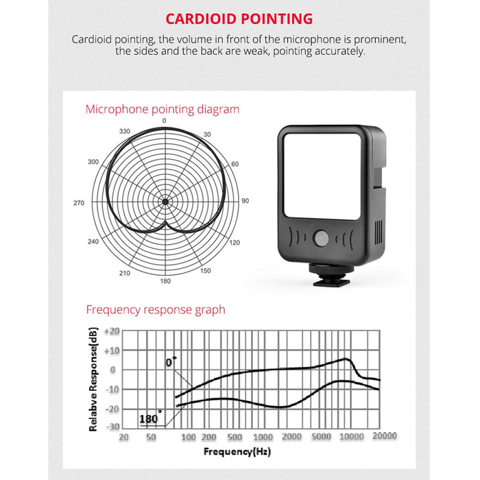 Led02 Live Broadcast Micro Film Reporter Interview Recording Microphone Light