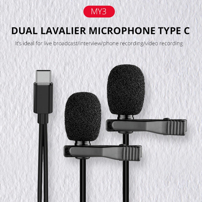 2.5M Double Clip Lavalier Microphone For Mobile Live Broadcast