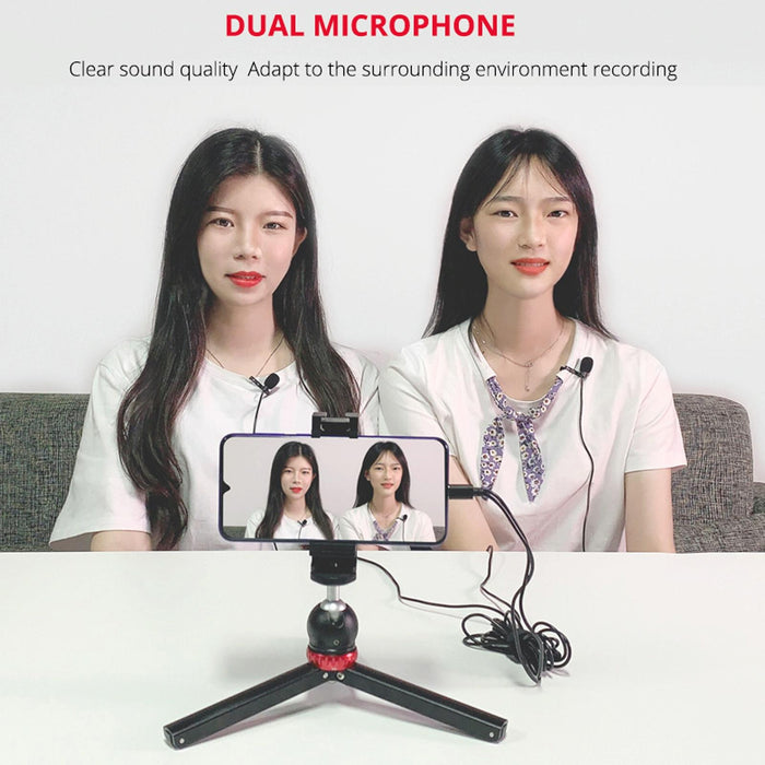 2.5M Double Clip Lavalier Microphone For Mobile Live Broadcast